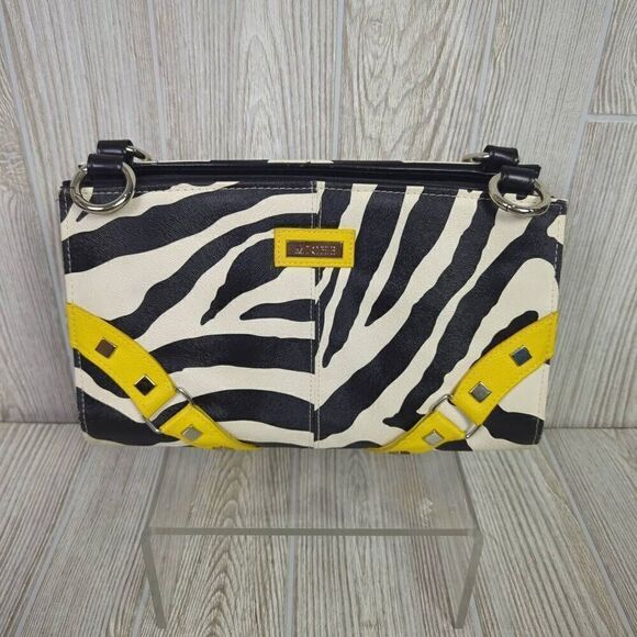 Miche Womens Zebra Animal Print Shell Bag Purse Cover Black White Yellow - Picture 4 of 6